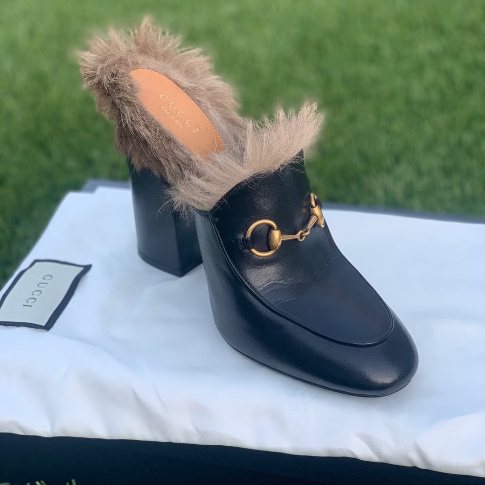 Gucci Princetown Fur Lined Mule Heel